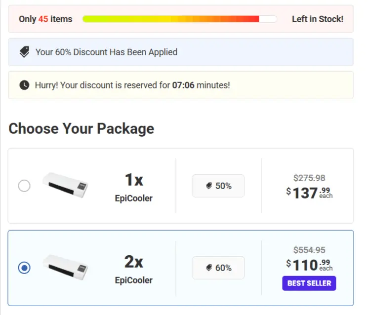 epicooler Best price package offer